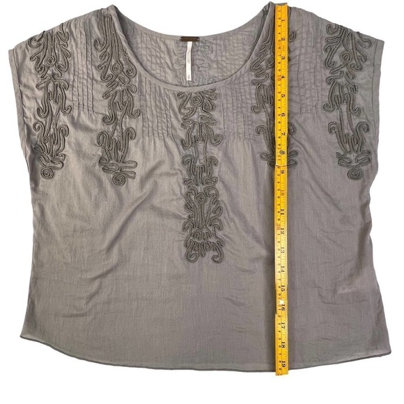 Free People Tan / Nude Embroidered Quills Cropped Top Size Small - Picture 13 of 16